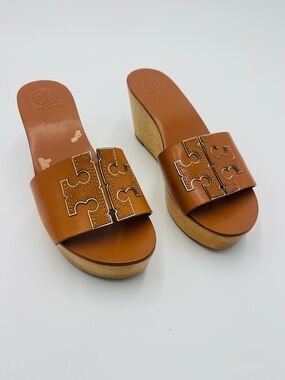 Tory Burch Brown Leather Slide Wedge size 6